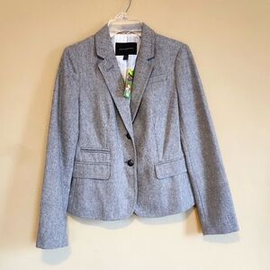 0 Banana Republic blazer wool tweed herringbone grey gray office wear